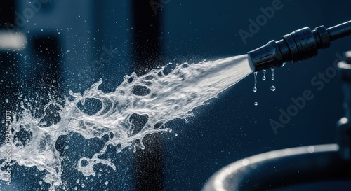 HighPressure Water Spray A Powerful Stream of Liquid in Action CloseUp.