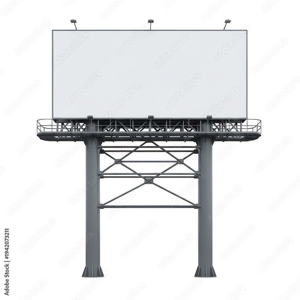 Obraz premium Elevated billboard structure with metal framework and supporting legs