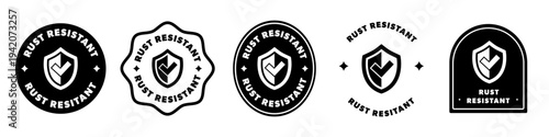 Rust resistant labels for steel. Vector isolated on white.