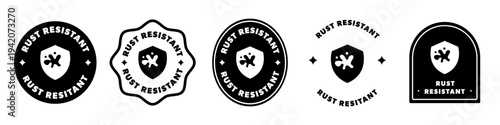 Vector labels for product made of steel - rust resistant.