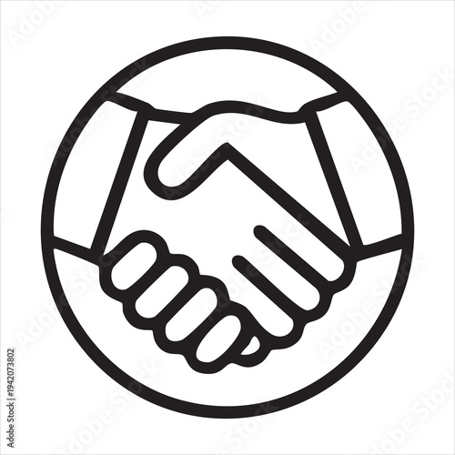 Handshake icon. business deal symbol. partnership and agreement vector illustration in circle