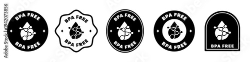 BPA Free - vector stickers for product information. Labels with icons.