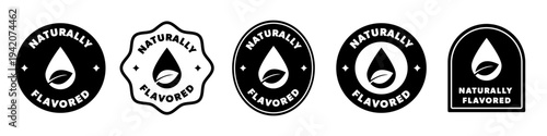 Naturally Flavored labels for product labeling design. Stickers for food, drink package.