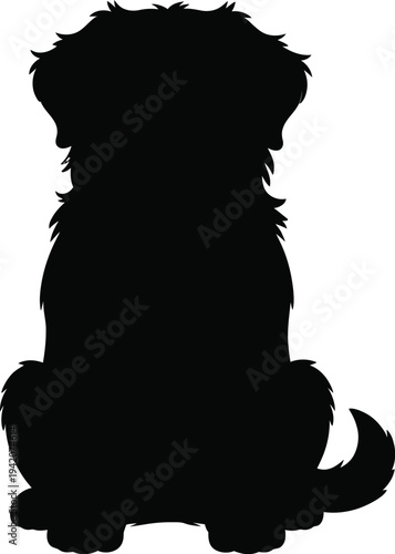 Black silhouette of a dog sitting looking cute and friendly