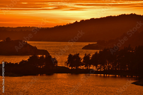 Colorful sunset on the coast of Sweden