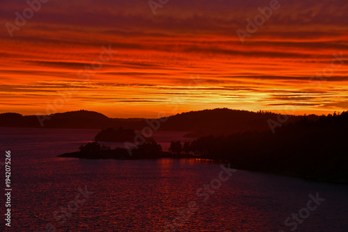 Colorful sunset on the coast of Sweden