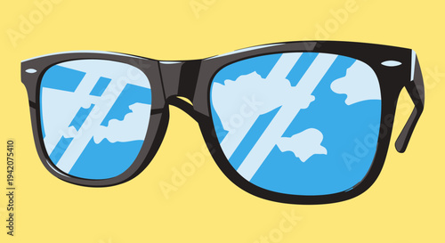 Sunglasses illustration reflection sky blue daytime