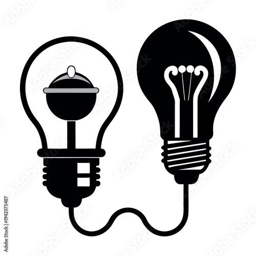 silhouette-of-two-light-bulbs--one-with-a-visible-.eps