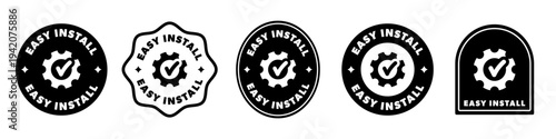Easy Install signs for product package labeling. Vector design.
