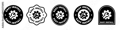 Easy Install - vector labels for product information and labeling. Vector stickers.