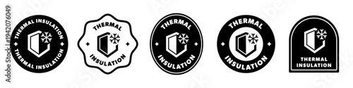 Thermal Insulation - vector labels with shield and snowflake.