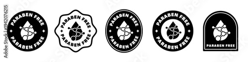 Paraben Free labels with drop icon. Vector elements.