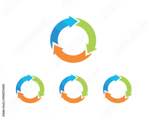 Task streamlining action illustrated by a circular arrow loop forming a continuous motion cycle, centered and uncluttered as one