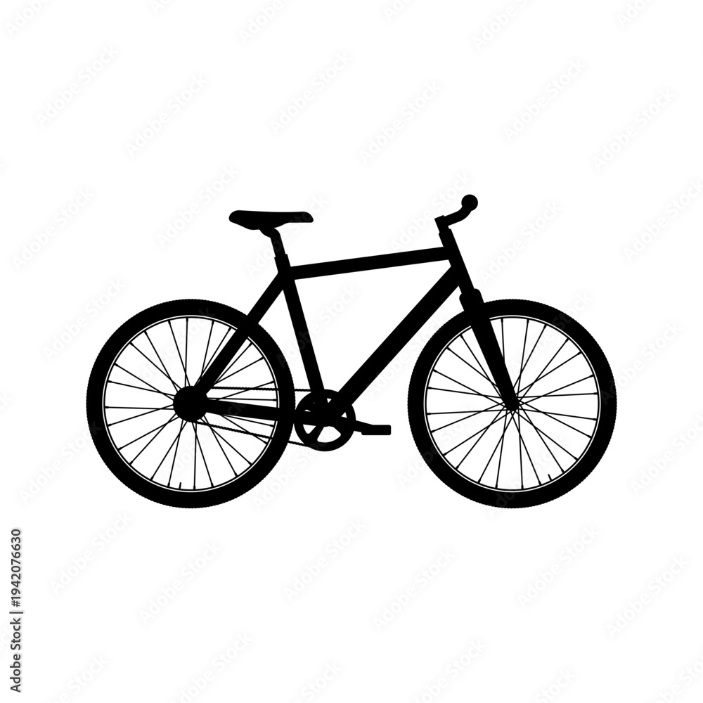 Fototapeta premium Black bicycle icon, without background