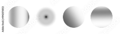 Set of abstract halftone dotted circles