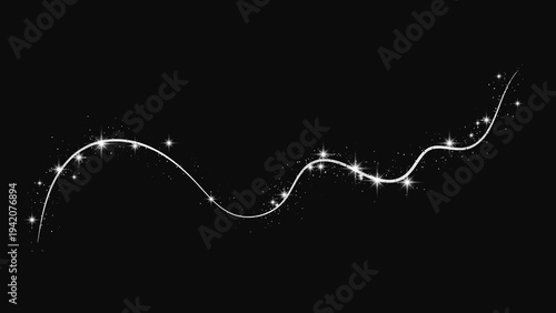 Silver glittering confetti wave and stardust