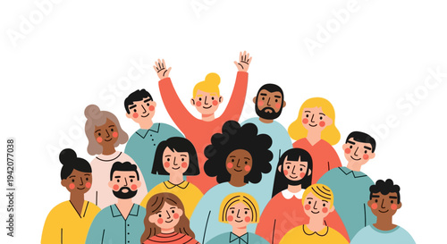 Diverse group of people smiling together vector illustration