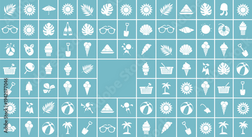 Set of 80 summer vacation icons vector