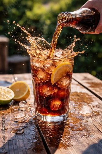 Splashing Cola With Lemon