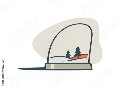 Slim snow globe silhouette slightly tilted shown in side view highlighting dome-to-base proportion, arranged in the right third