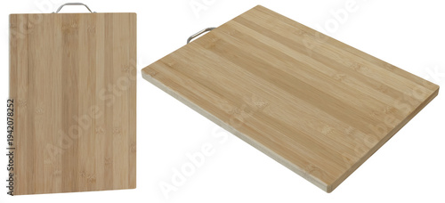 Cuadro en lienzo Wooden cutting board isolated transparent background multiple views