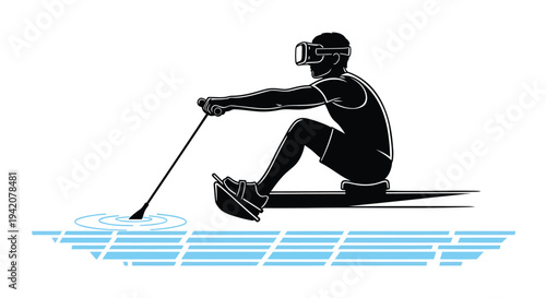 Vector illustration of a skier in goggles on a snowboard