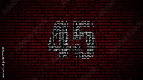 Digital code stream digital data stream with red '45' - technology, binary and code