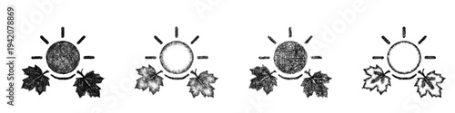 Sketch autumn sun icon design set