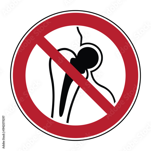 No Access for People with Metallic Implants Prohibition Symbol – MRI Magnetic Field Hazard Warning for Pacemakers and Metal Implants