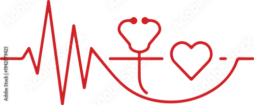 Heartbeat pulse graph. Heartbeat icon. ECG, EKG test report. Electrocardiogram line symbol. 