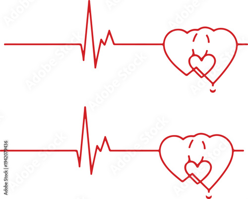 Heart rate pulse graph. Heartbeat icon. ECG, EKG test report.