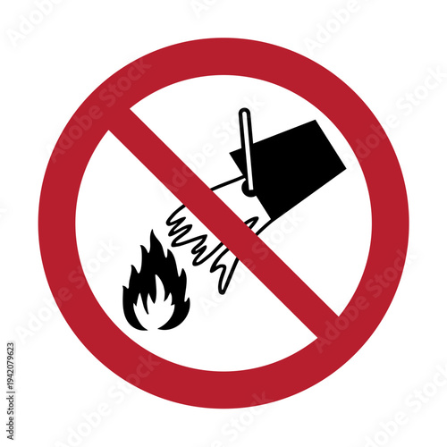 Do Not Extinguish with Water Symbol – No Water on Fire Prohibition Sign for Electrical and Chemical Fire Safety Warning