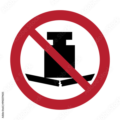 No Heavy Load Prohibition Symbol – Weight Limit Warning Icon Showing Overload Damage for Structural Safety and Maximum Load Restriction