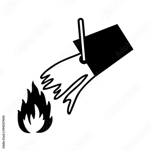 Water on Fire Symbol – Water Pouring on Flame Icon Used in Do Not Extinguish with Water Safety Signs for Electrical and Chemical Fire Hazards