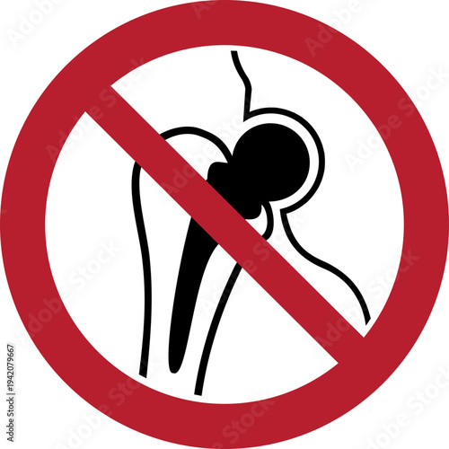 No Access for People with Metallic Implants Symbol – Pacemaker and Metal Implant Prohibition Sign for MRI Magnetic Field Hazard Safety