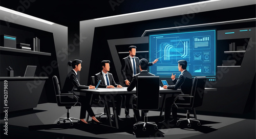 business meeting in front of a computer