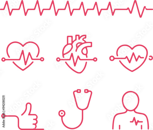 Heart and heartbeat symbol vector illustration representing love and health.