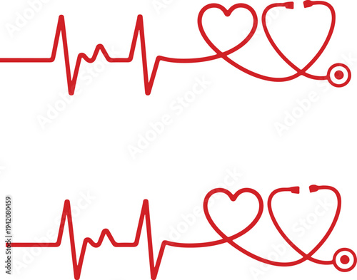 Concept heartbeat pulse with heart outline style with editable stroke vector illustration isolated.