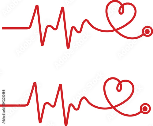 heartbeat pulse line ekg waveform sketch vector.