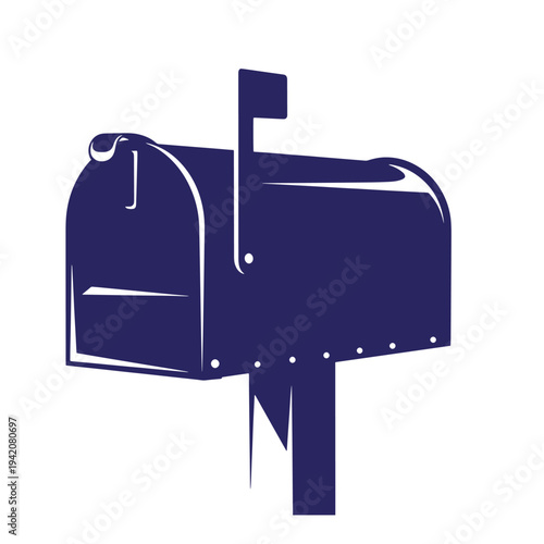 blue mailbox on post illustration  american style postal box  mail box