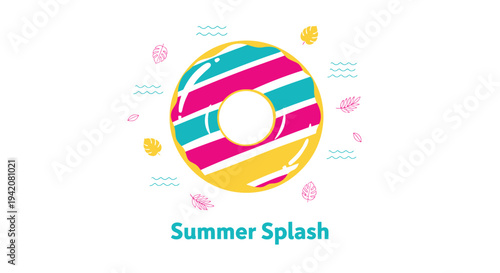 Summer splash colorful donut vector icon