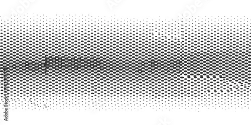 Seamless black and white abstract halftone dots background featuring a metallic steel mesh pattern with a gray chrome industrial grid texture and circular hole design on an aluminum surface