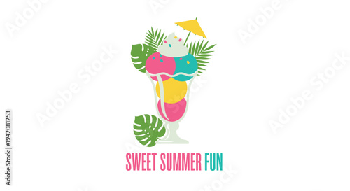 Set of 1 colorful summer cocktail icon vector