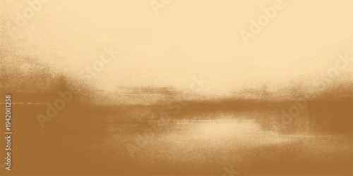 A beautiful misty morning landscape features the sun rising over a calm lake where orange clouds and fog create a serene reflection on the water at dawn