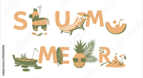 Summer icons vector