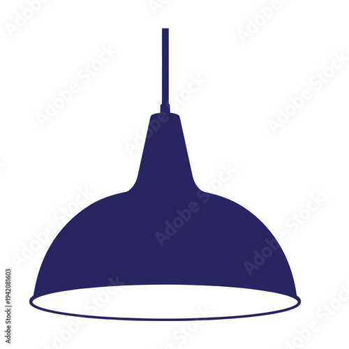 dark blue metal pendant light lamp shade hanging from ceiling fixture  modern interior design element