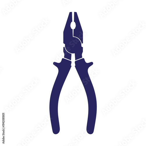 Dark blue silhouette of needle nose pliers on white background  tool for gripping small objects