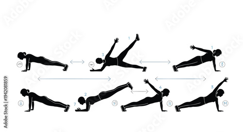 Set of 8 yoga poses vector illustrations