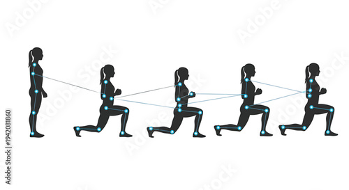 Set of 6 vector running motion graphics, human body movement sequence