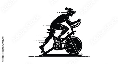 Vector illustration of a cyclist riding a stationary bike